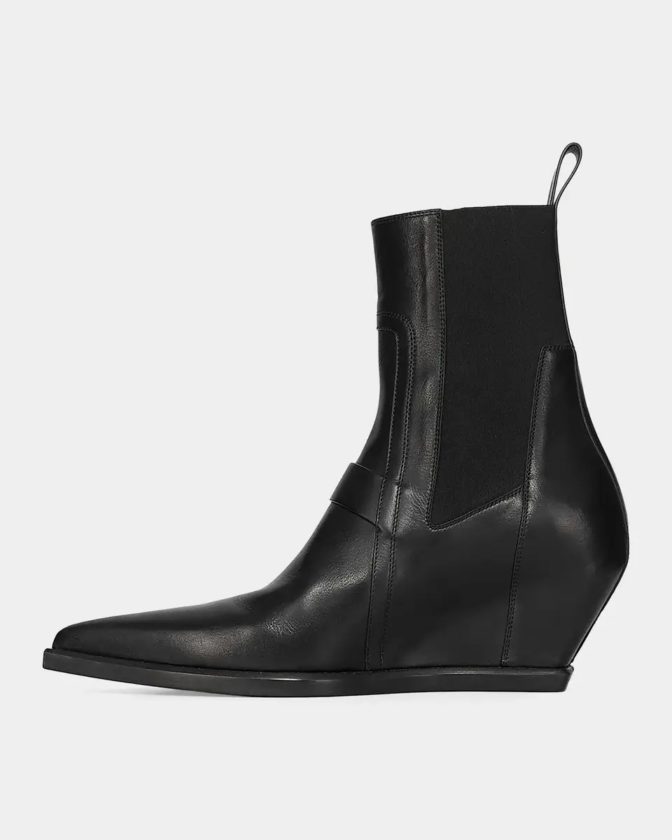 Rick Owens Point Toe Leather Wedge-Heel Ankle Boots | Thumbnail 4 Rick Owens Point Toe Leather Wedge-Heel Ankle Boots | Thumbnail 4