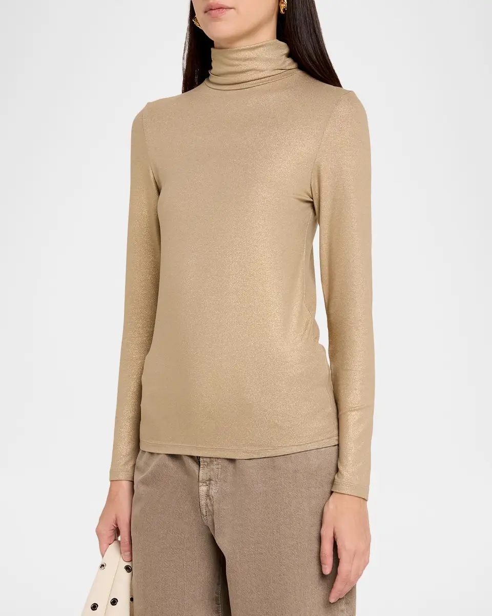 MAJESTIC FILATURES Metallic Long-Sleeve Turtleneck Top | Thumbnail 4