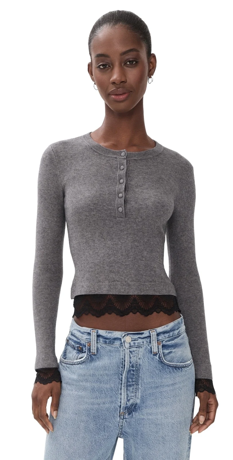 Generation Love Olivia Lace Combo Henley Sweater