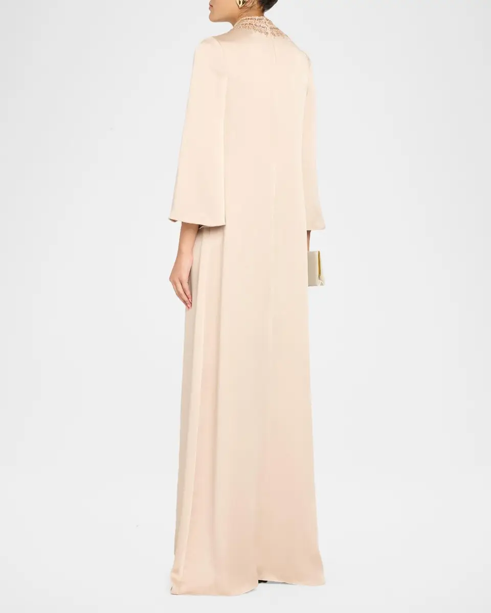 Rickie Freeman for Teri Jon Embellished Collar Satin Gown | Thumbnail 3 Rickie Freeman for Teri Jon Embellished Collar Satin Gown | Thumbnail 3