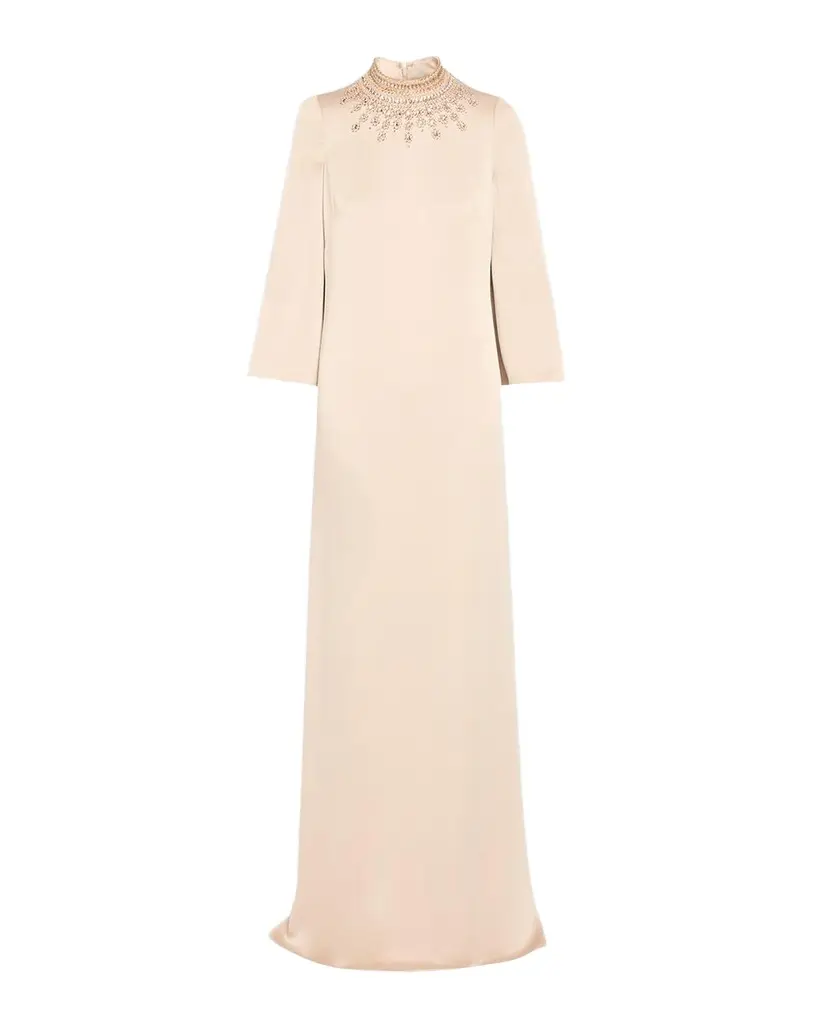 Rickie Freeman for Teri Jon Embellished Collar Satin Gown | Image 1 Rickie Freeman for Teri Jon Embellished Collar Satin Gown | Image 1