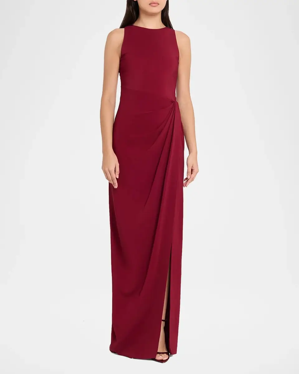 Oscar de la Renta Sleeveless Draped Slit Column Gown | Thumbnail 2