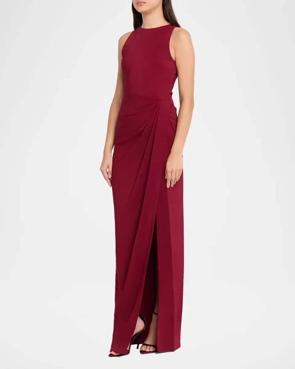 Oscar de la Renta Sleeveless Draped Slit Column Gown | Thumbnail 4