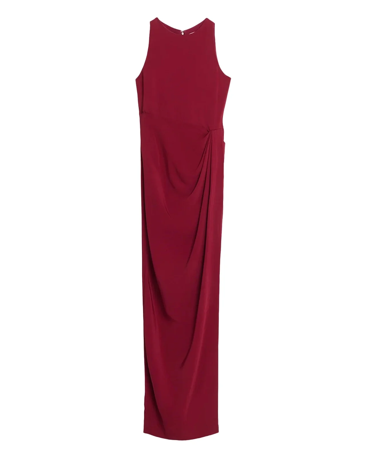 Sleeveless Draped Slit Column Gown