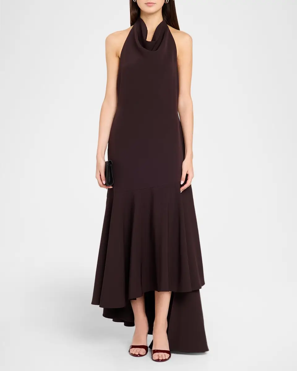 Milly Jade Backless Cady Halter Gown | Thumbnail 2 Milly Jade Backless Cady Halter Gown | Thumbnail 2