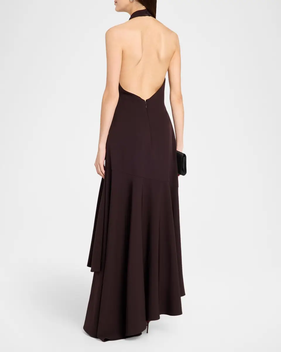 Milly Jade Backless Cady Halter Gown | Thumbnail 3 Milly Jade Backless Cady Halter Gown | Thumbnail 3