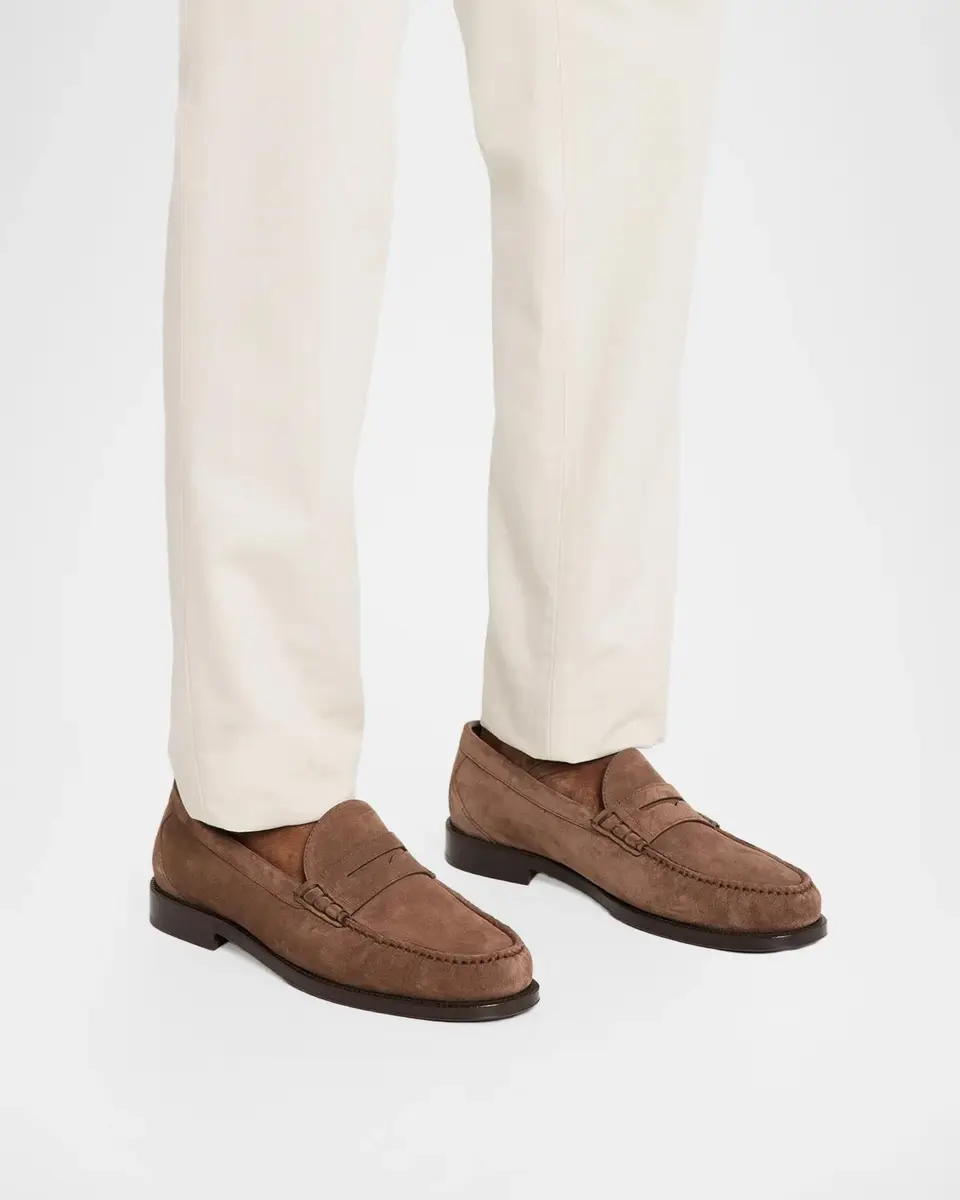 Brunello Cucinelli Men's Suede Moc-Toe Penny Loafers | Thumbnail 2 Brunello Cucinelli Men's Suede Moc-Toe Penny Loafers | Thumbnail 2