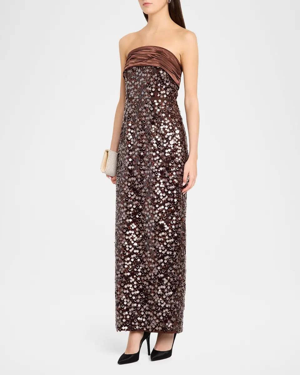 Milly Hana Strapless Sequin Column Maxi Dress | Thumbnail 4 Milly Hana Strapless Sequin Column Maxi Dress | Thumbnail 4
