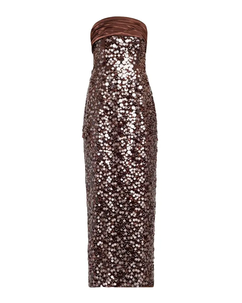 Milly Hana Strapless Sequin Column Maxi Dress | Image 1 Milly Hana Strapless Sequin Column Maxi Dress | Image 1