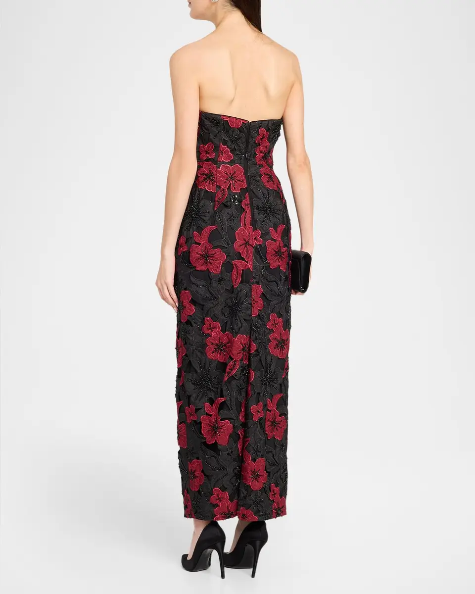 Milly Orion Strapless Grand Floral Column Maxi Dress | Thumbnail 3 Milly Orion Strapless Grand Floral Column Maxi Dress | Thumbnail 3