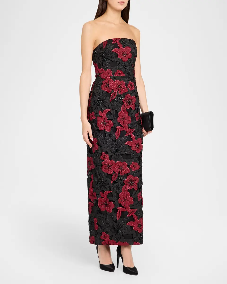 Milly Orion Strapless Grand Floral Column Maxi Dress | Thumbnail 4 Milly Orion Strapless Grand Floral Column Maxi Dress | Thumbnail 4