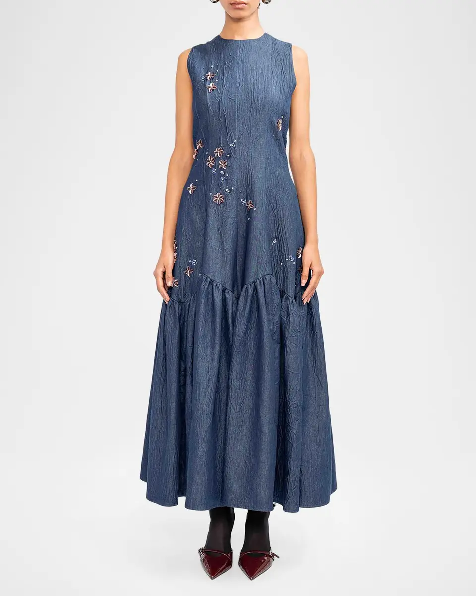 LOVEBIRDS Nira Sleeveless Embellished Cotton Midi Dress | Thumbnail 2 LOVEBIRDS Nira Sleeveless Embellished Cotton Midi Dress | Thumbnail 2