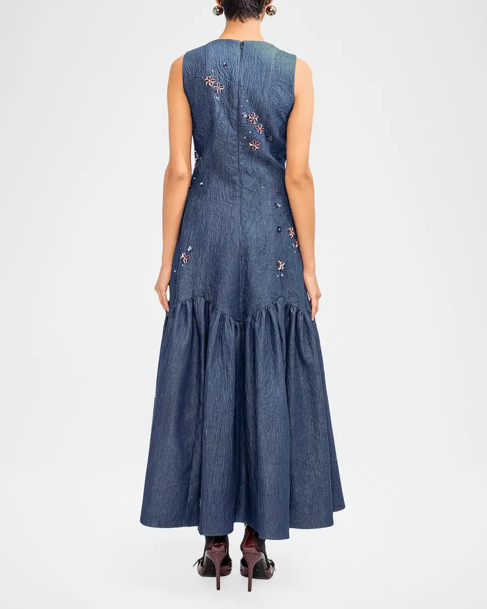 LOVEBIRDS Nira Sleeveless Embellished Cotton Midi Dress | Thumbnail 3 LOVEBIRDS Nira Sleeveless Embellished Cotton Midi Dress | Thumbnail 3