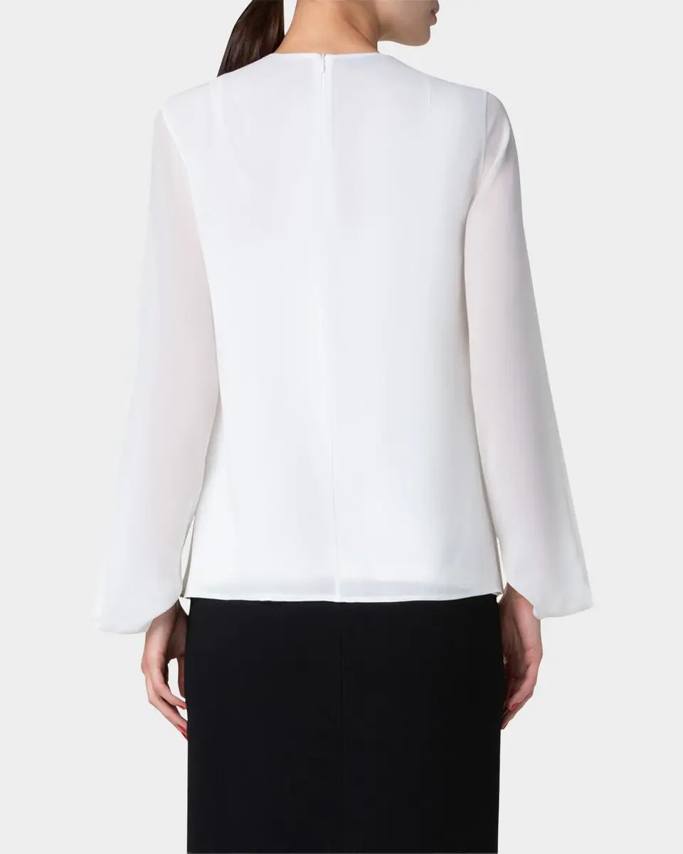 Akris Silk Georgette Blouse with Slit Sleeves | Thumbnail 3 Akris Silk Georgette Blouse with Slit Sleeves | Thumbnail 3