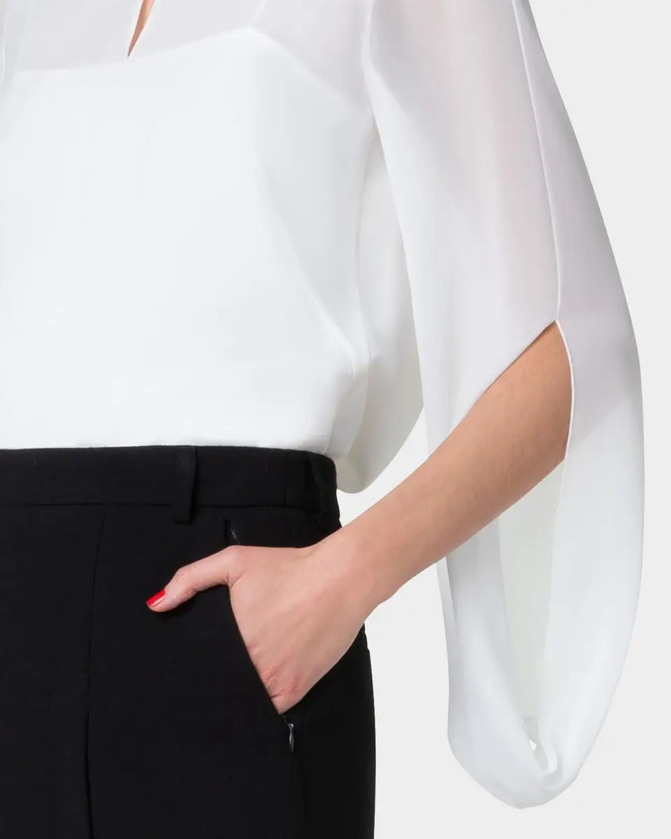 Akris Silk Georgette Blouse with Slit Sleeves | Thumbnail 5 Akris Silk Georgette Blouse with Slit Sleeves | Thumbnail 5
