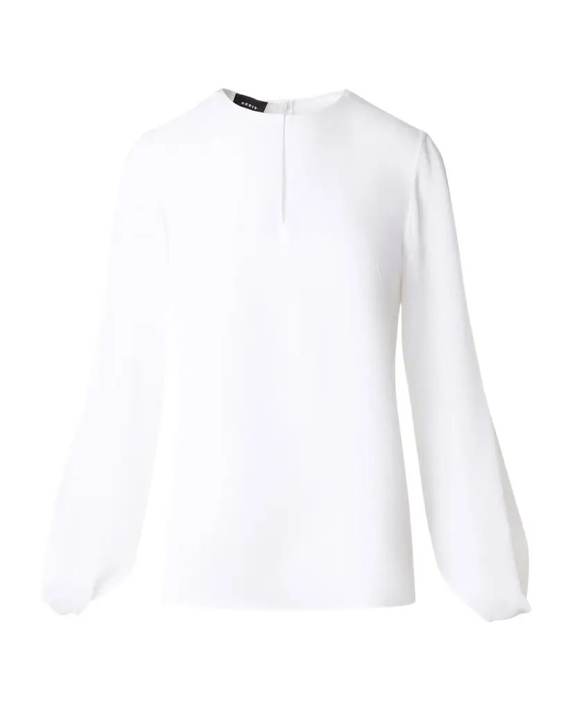 Akris Silk Georgette Blouse with Slit Sleeves
