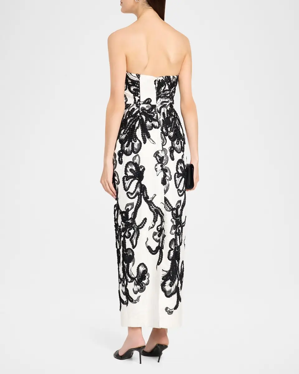 Milly Orion Chiffon Floral-Embroidered Column Maxi Dress | Thumbnail 3 Milly Orion Chiffon Floral-Embroidered Column Maxi Dress | Thumbnail 3