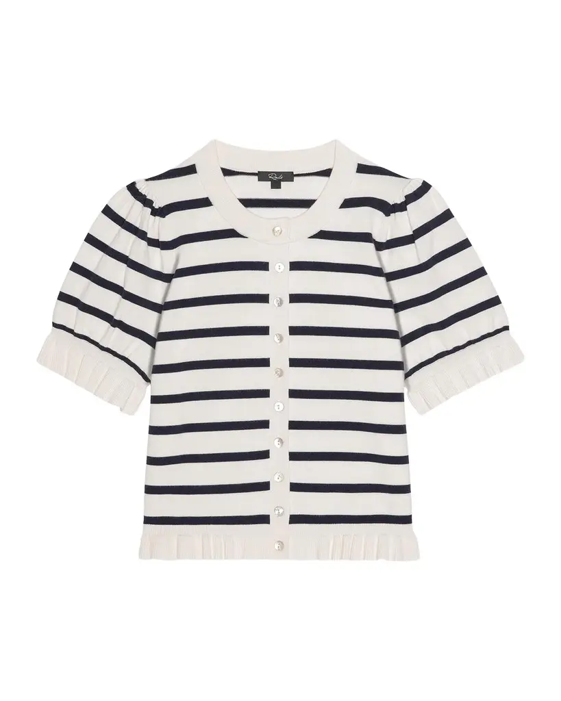 RAILS Lora Striped Ruffled-Trim Cardigan | Image 1 RAILS Lora Striped Ruffled-Trim Cardigan | Image 1