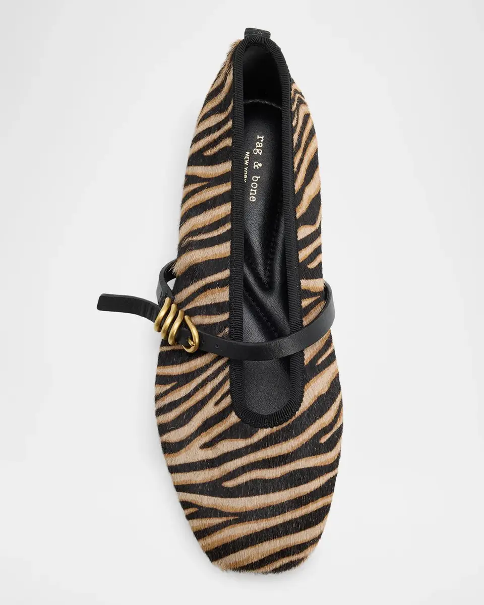rag & bone Spire Zebra Calf Hair Mary Jane Ballerina Flats | Thumbnail 4 rag & bone Spire Zebra Calf Hair Mary Jane Ballerina Flats | Thumbnail 4