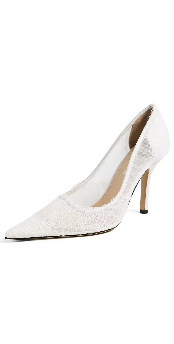 Mach & Mach Devon Chantilly Lace Pumps White | Image 1 Mach & Mach Devon Chantilly Lace Pumps White | Image 1