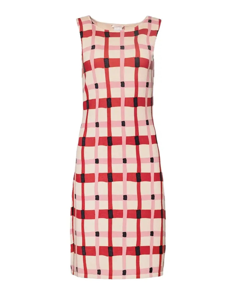 Frances Valentine Swan Check Wool Knit Midi Shift Dress | Image 1 Frances Valentine Swan Check Wool Knit Midi Shift Dress | Image 1