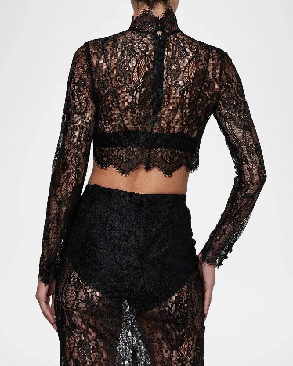 L'Agence Henriette Cropped Lace Top | Thumbnail 3 L'Agence Henriette Cropped Lace Top | Thumbnail 3