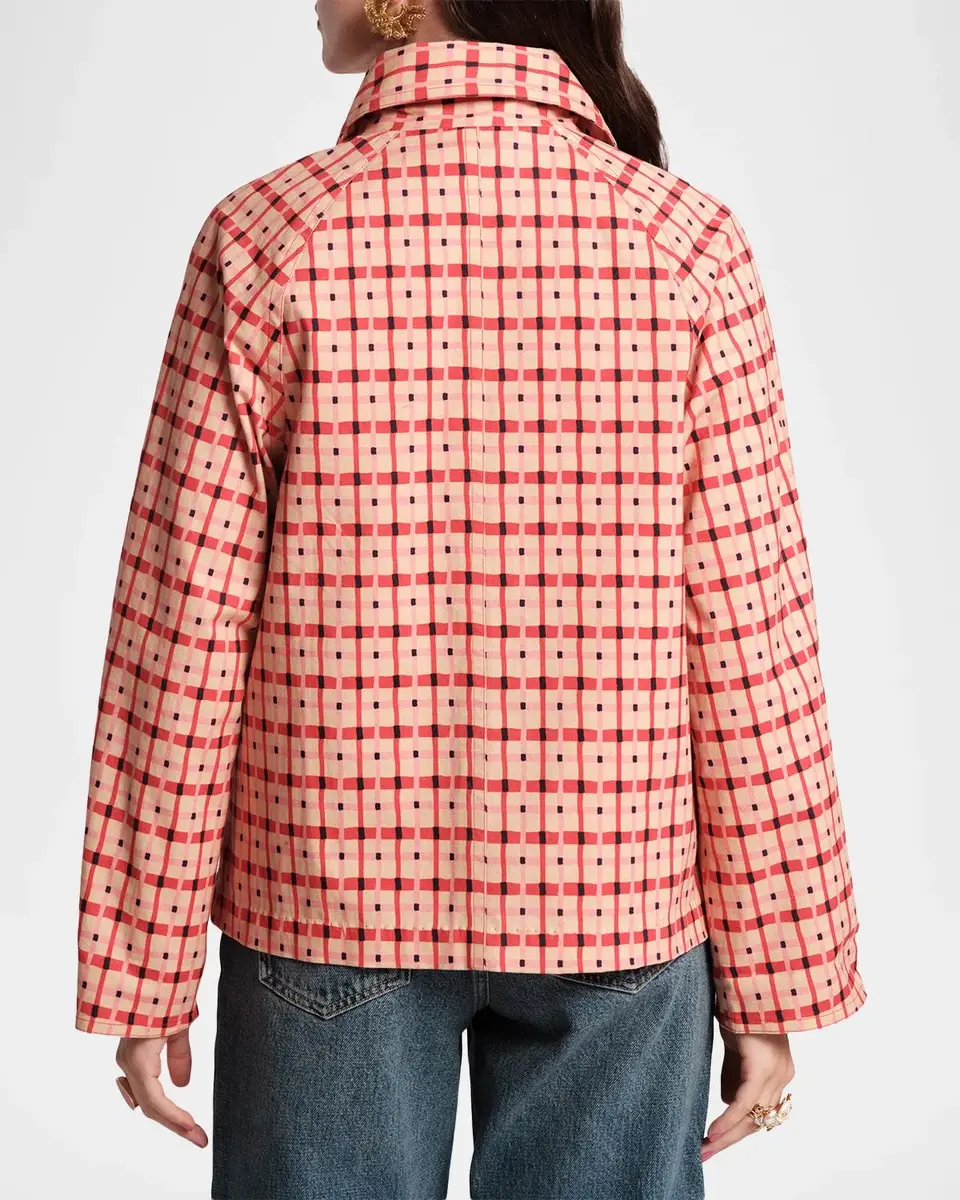Frances Valentine Spiffy Check-Print Short Trench Coat | Thumbnail 2