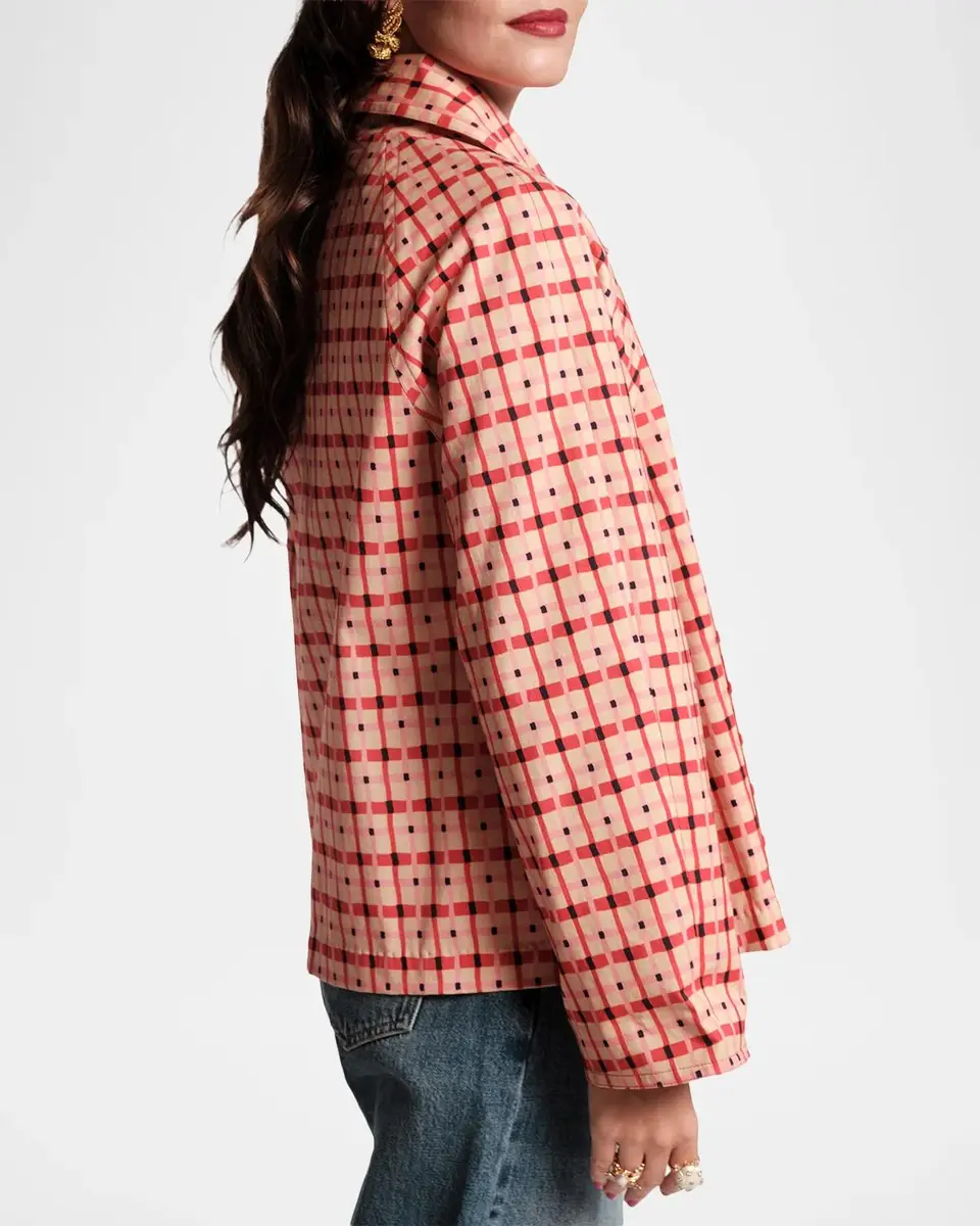Frances Valentine Spiffy Check-Print Short Trench Coat | Thumbnail 5