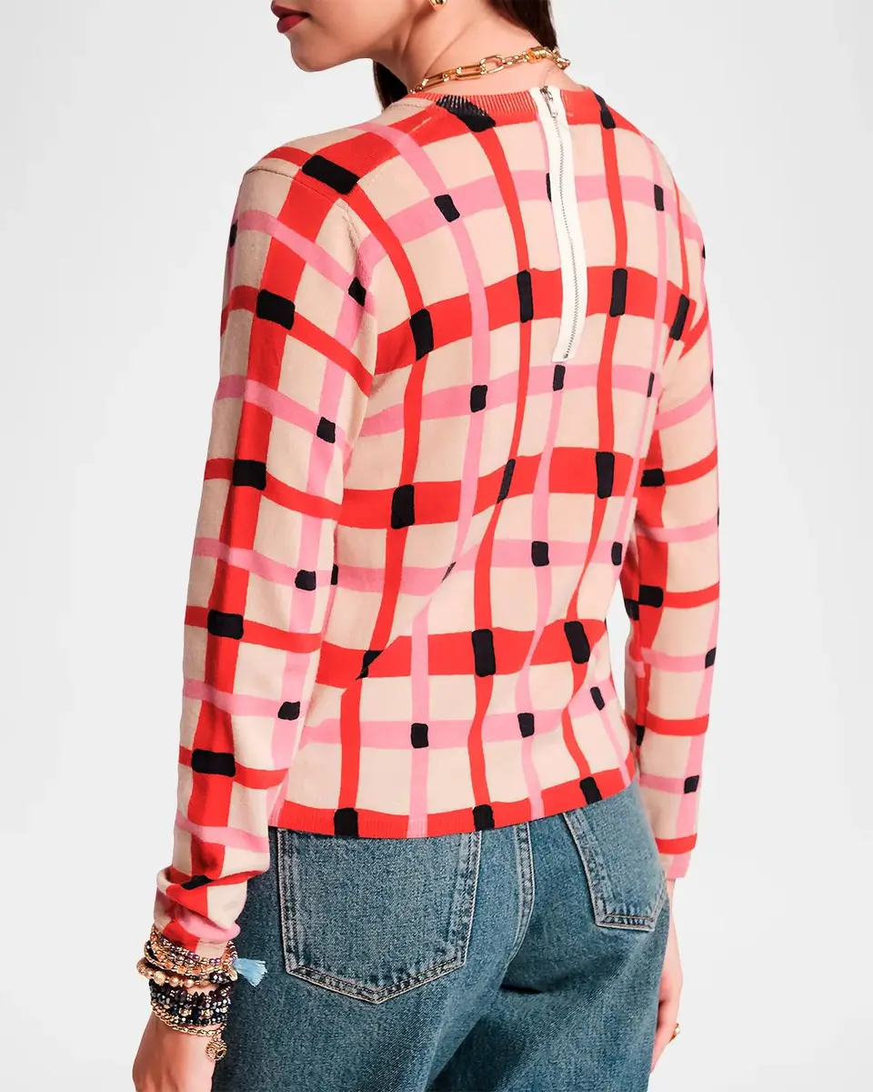Frances Valentine Honey Check-Print Crewneck Sweater | Thumbnail 2 Frances Valentine Honey Check-Print Crewneck Sweater | Thumbnail 2