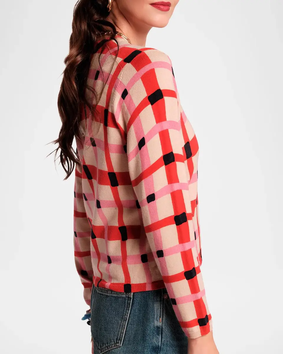 Frances Valentine Honey Check-Print Crewneck Sweater | Thumbnail 4 Frances Valentine Honey Check-Print Crewneck Sweater | Thumbnail 4