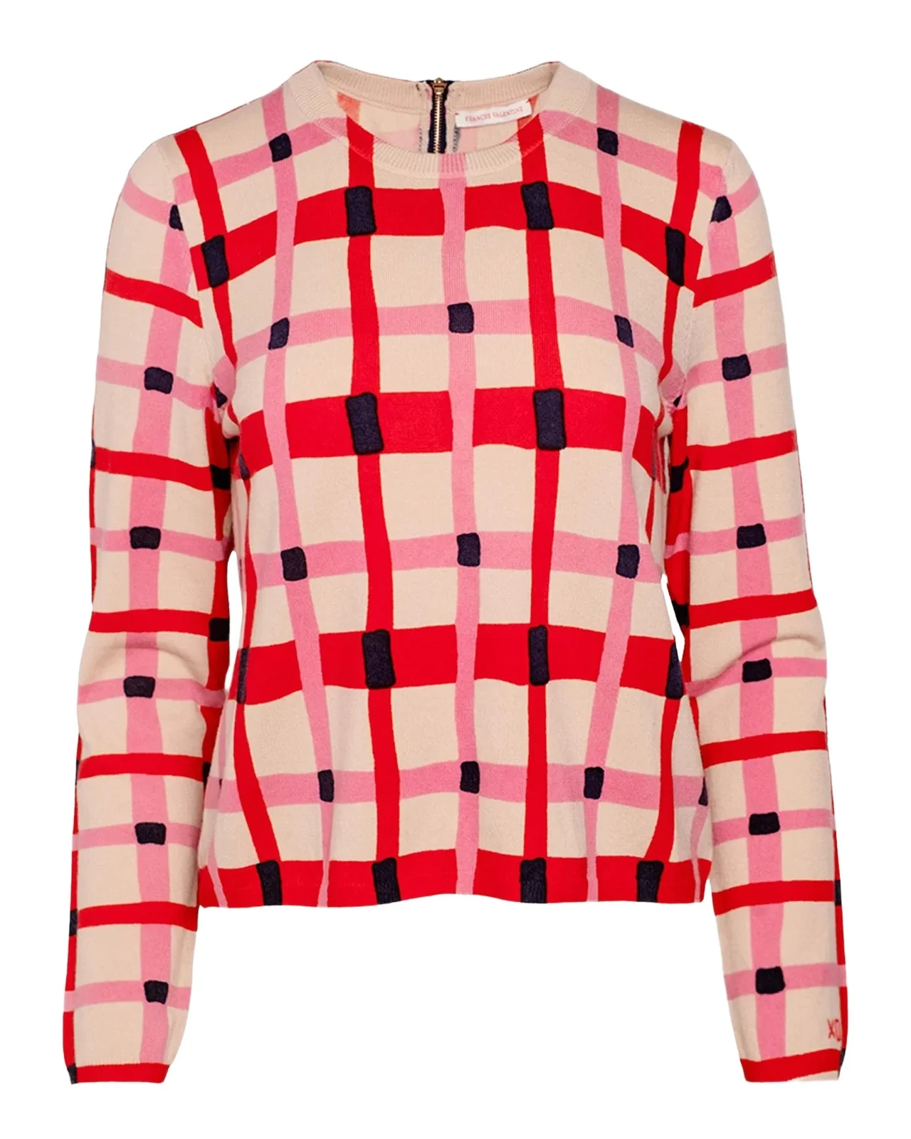 Honey Check-Print Crewneck Sweater Honey Check-Print Crewneck Sweater