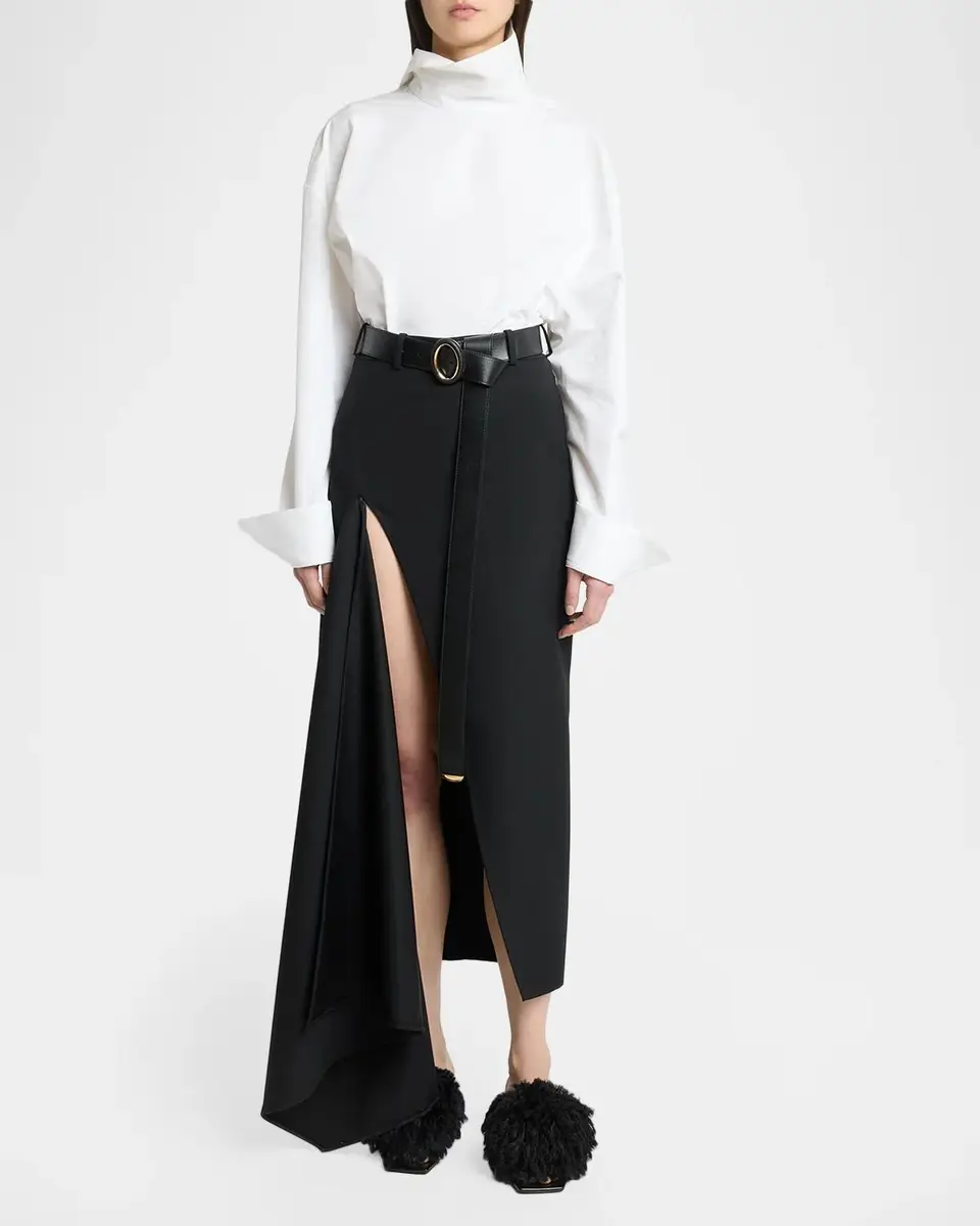 Givenchy Slashed Satin Back Crepe Midi Asymmetric Skirt | Thumbnail 2 Givenchy Slashed Satin Back Crepe Midi Asymmetric Skirt | Thumbnail 2