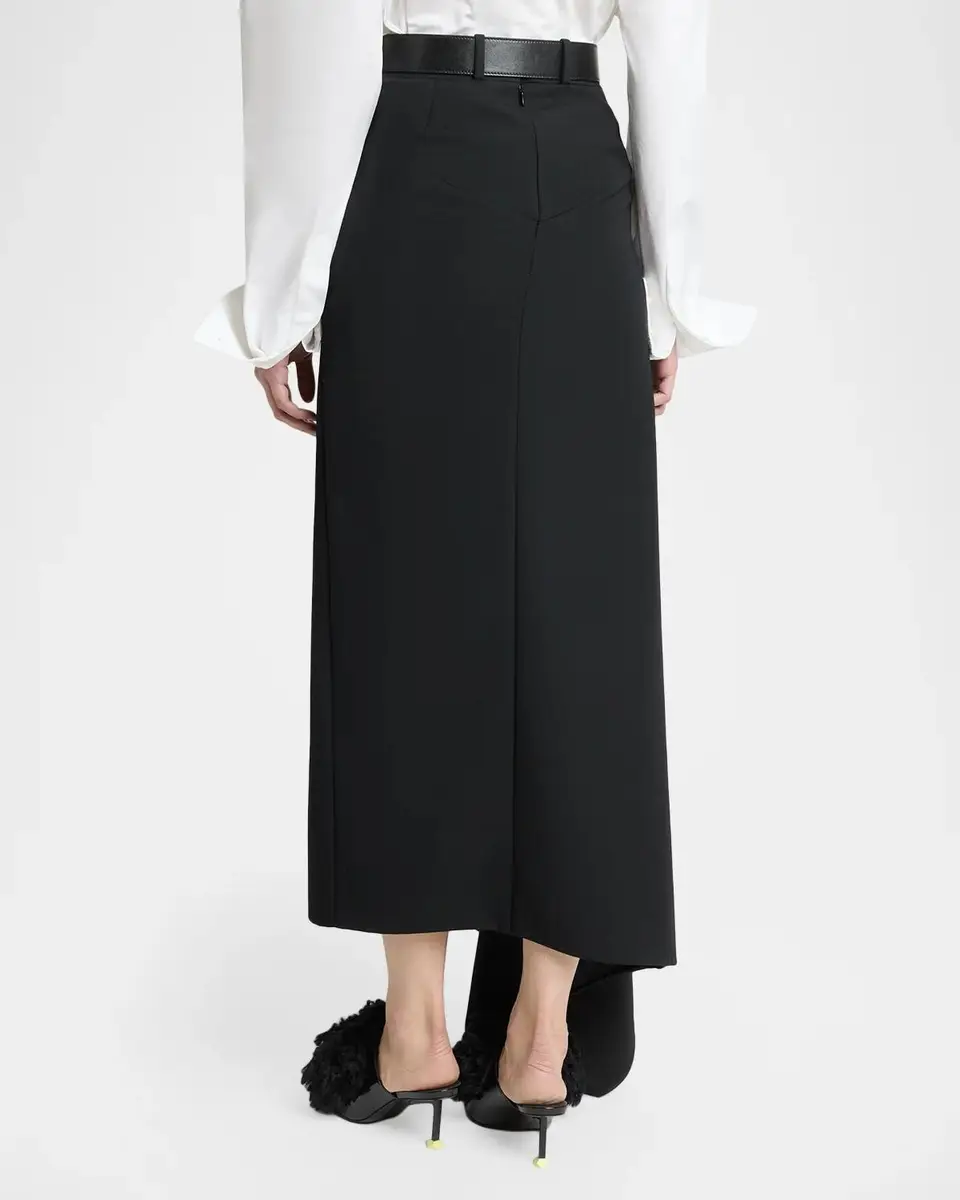 Givenchy Slashed Satin Back Crepe Midi Asymmetric Skirt | Thumbnail 3 Givenchy Slashed Satin Back Crepe Midi Asymmetric Skirt | Thumbnail 3