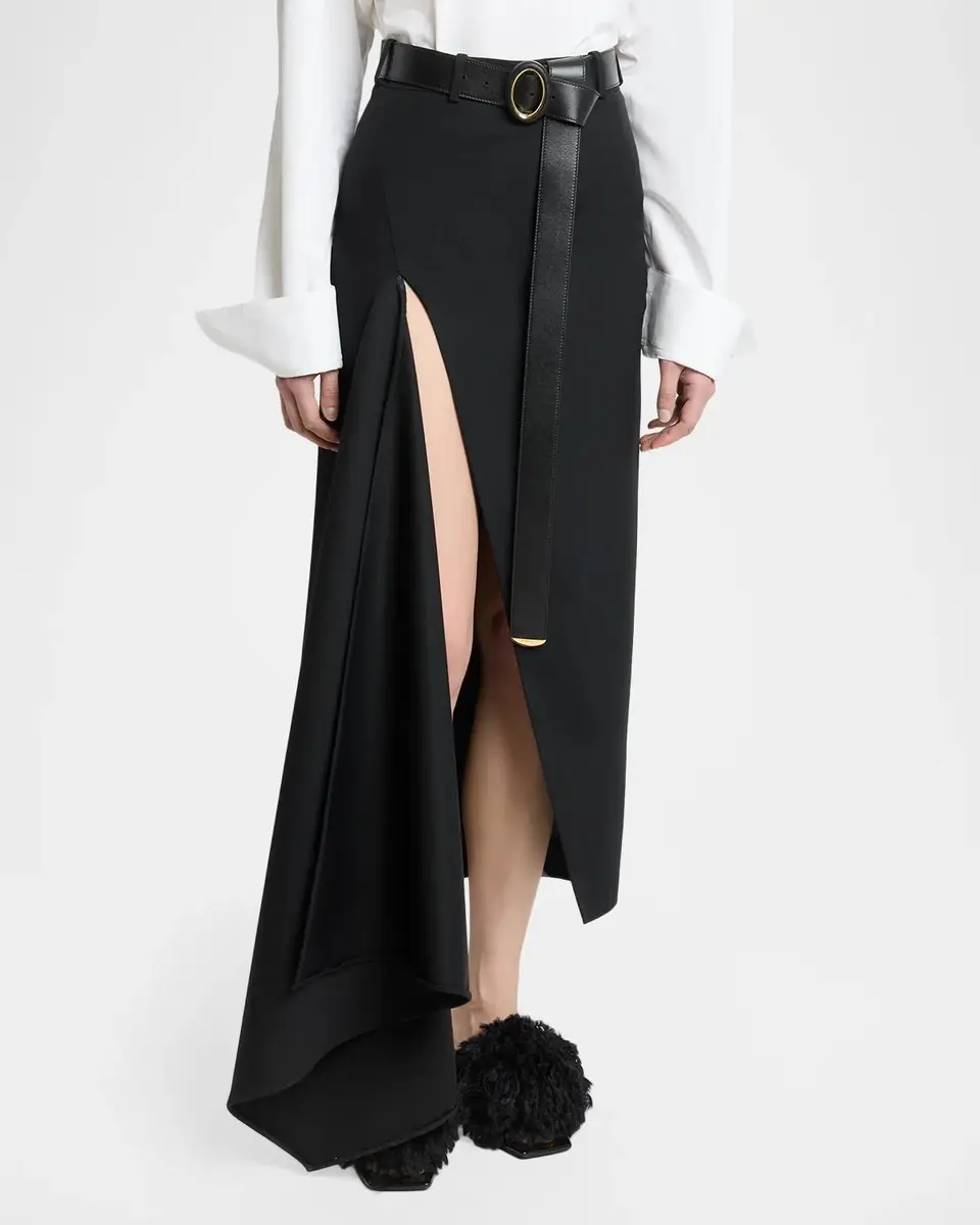 Givenchy Slashed Satin Back Crepe Midi Asymmetric Skirt | Thumbnail 4 Givenchy Slashed Satin Back Crepe Midi Asymmetric Skirt | Thumbnail 4