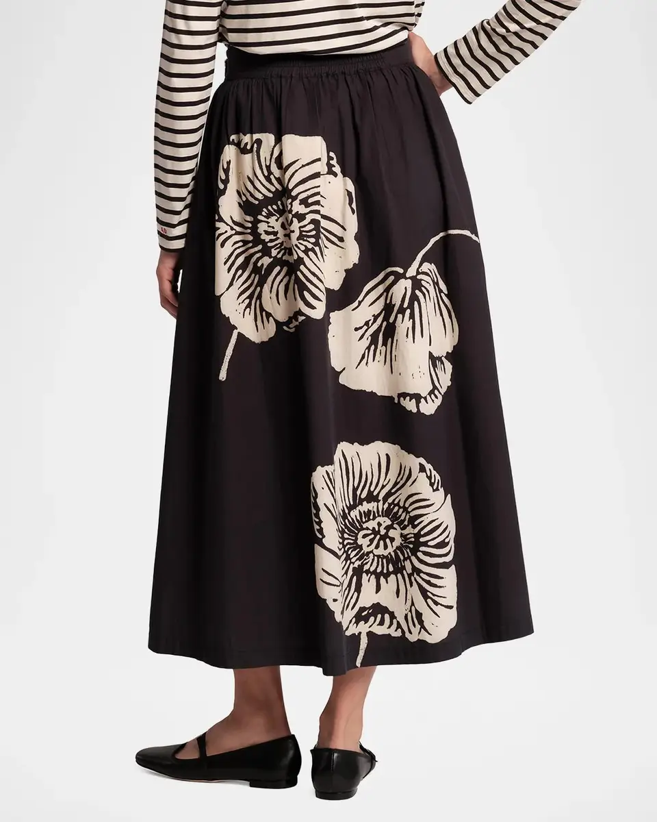 Frances Valentine Phoebe Floral-Print Cotton Poplin Midi Skirt | Thumbnail 2