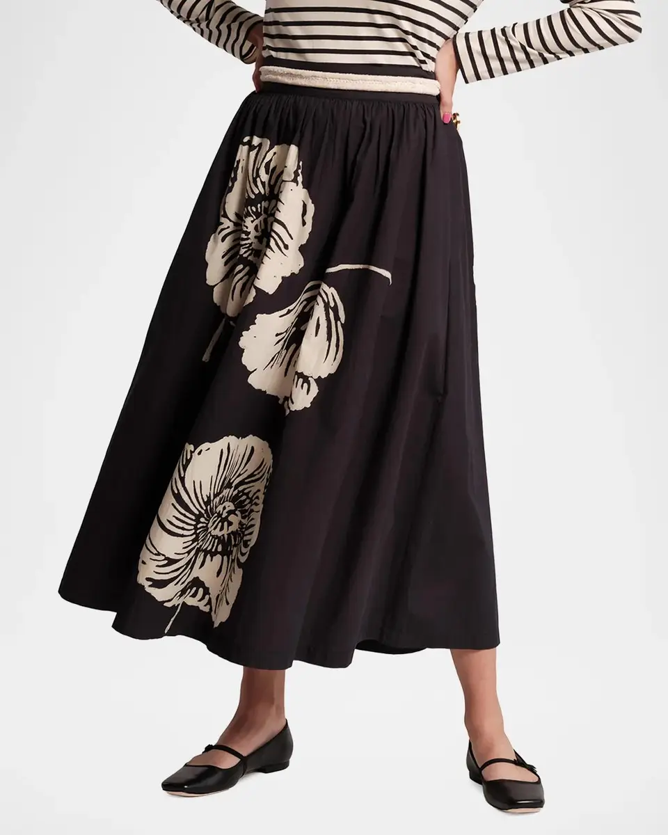 Frances Valentine Phoebe Floral-Print Cotton Poplin Midi Skirt | Thumbnail 5