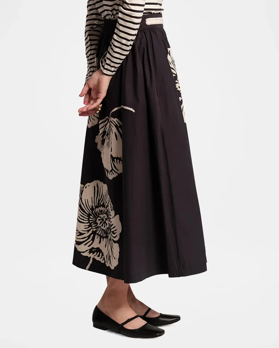 Frances Valentine Phoebe Floral-Print Cotton Poplin Midi Skirt | Thumbnail 6