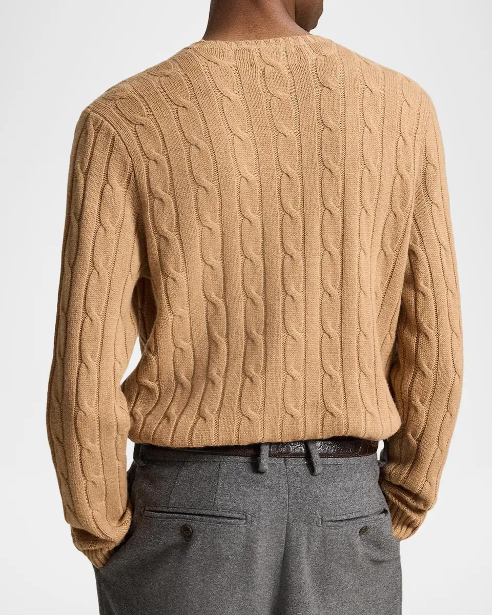 Polo Ralph Lauren Men's The Iconic Cable-Knit Cashmere Sweater | Thumbnail 3