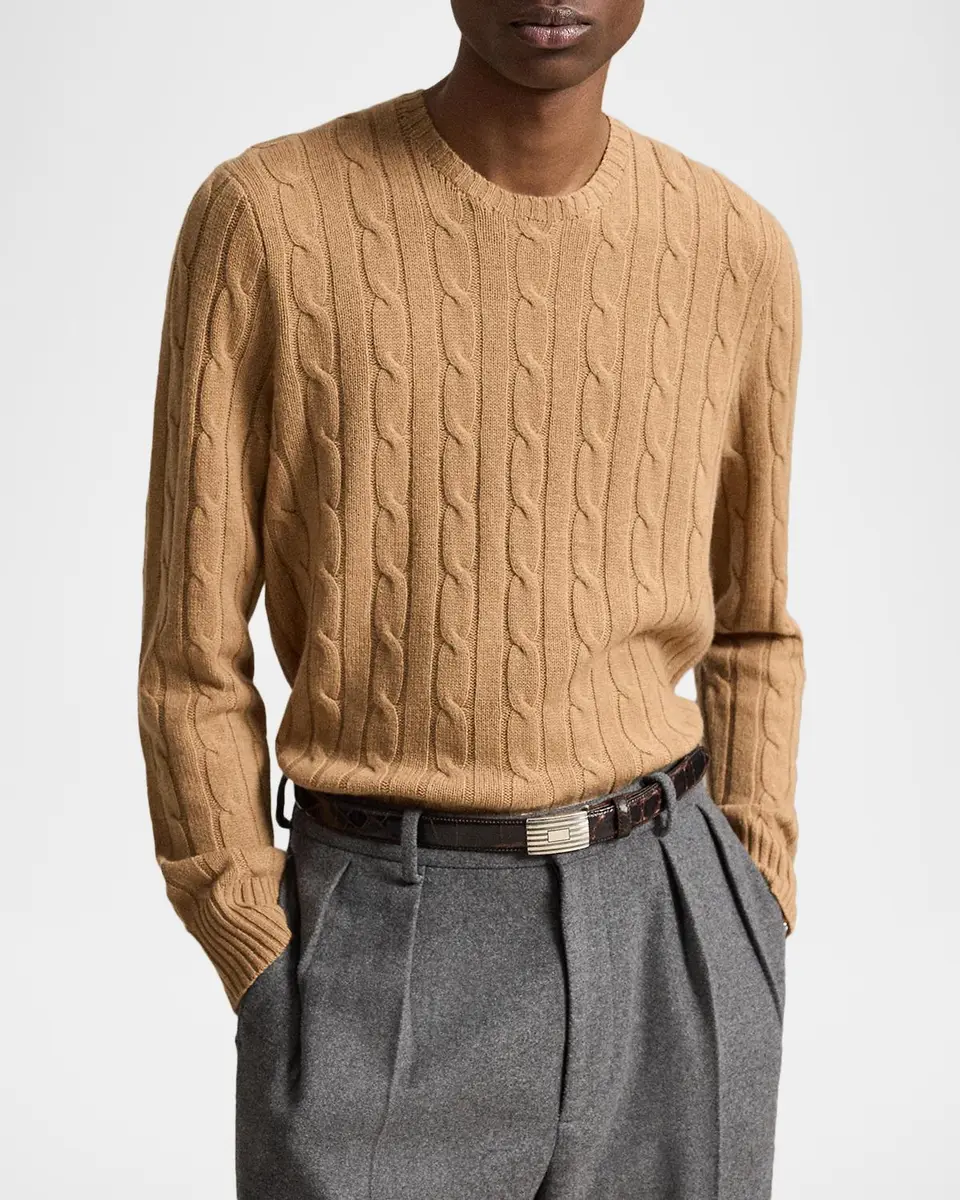 Polo Ralph Lauren Men's The Iconic Cable-Knit Cashmere Sweater | Thumbnail 4