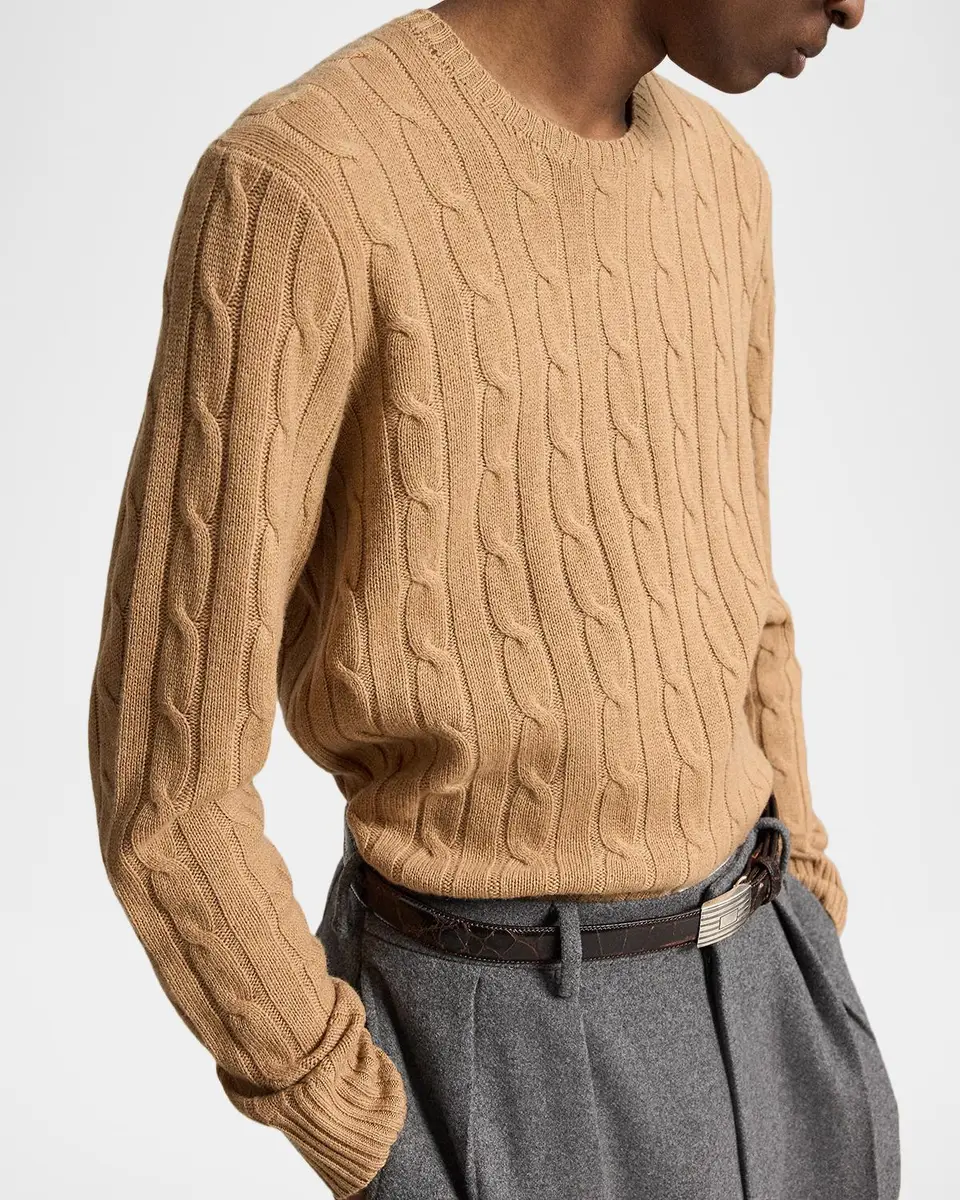 Polo Ralph Lauren Men's The Iconic Cable-Knit Cashmere Sweater | Thumbnail 5