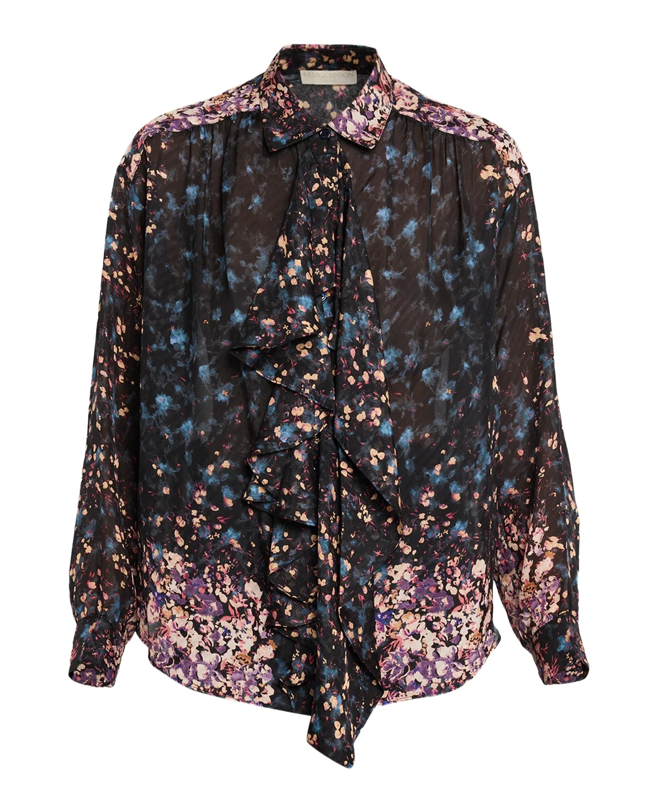 Gesture Floral Silk Ruffle Blouse Gesture Floral Silk Ruffle Blouse