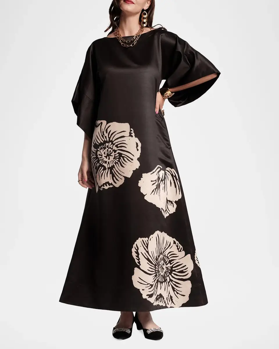 Frances Valentine Spinnaker Floral-Print Satin Maxi Dress | Thumbnail 2 Frances Valentine Spinnaker Floral-Print Satin Maxi Dress | Thumbnail 2