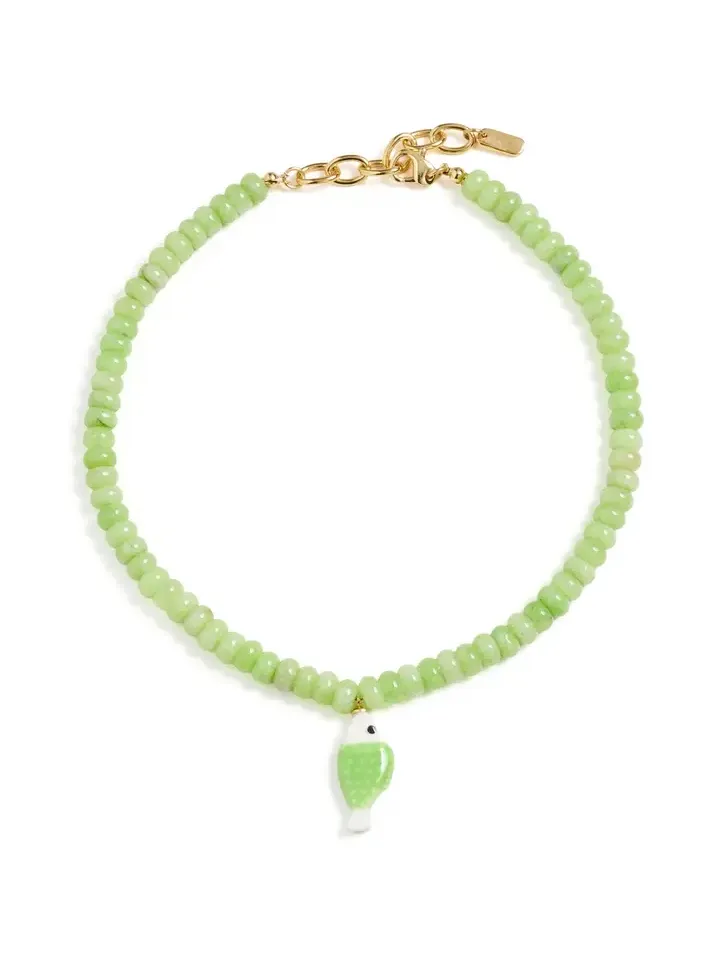 Olive Fish Beaded Necklace