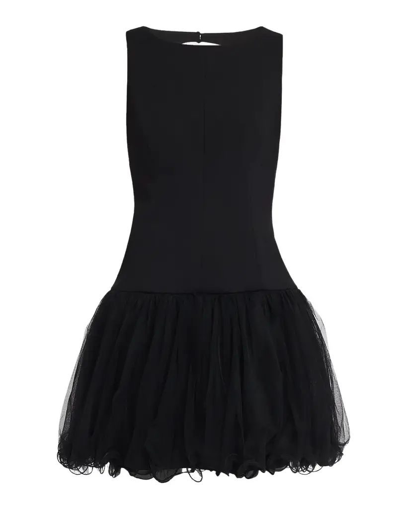 Cinq à Sept Neriva Sleeveless Fit & Flare Tulle Skirt Mini Dress | Image 1 Cinq à Sept Neriva Sleeveless Fit & Flare Tulle Skirt Mini Dress | Image 1