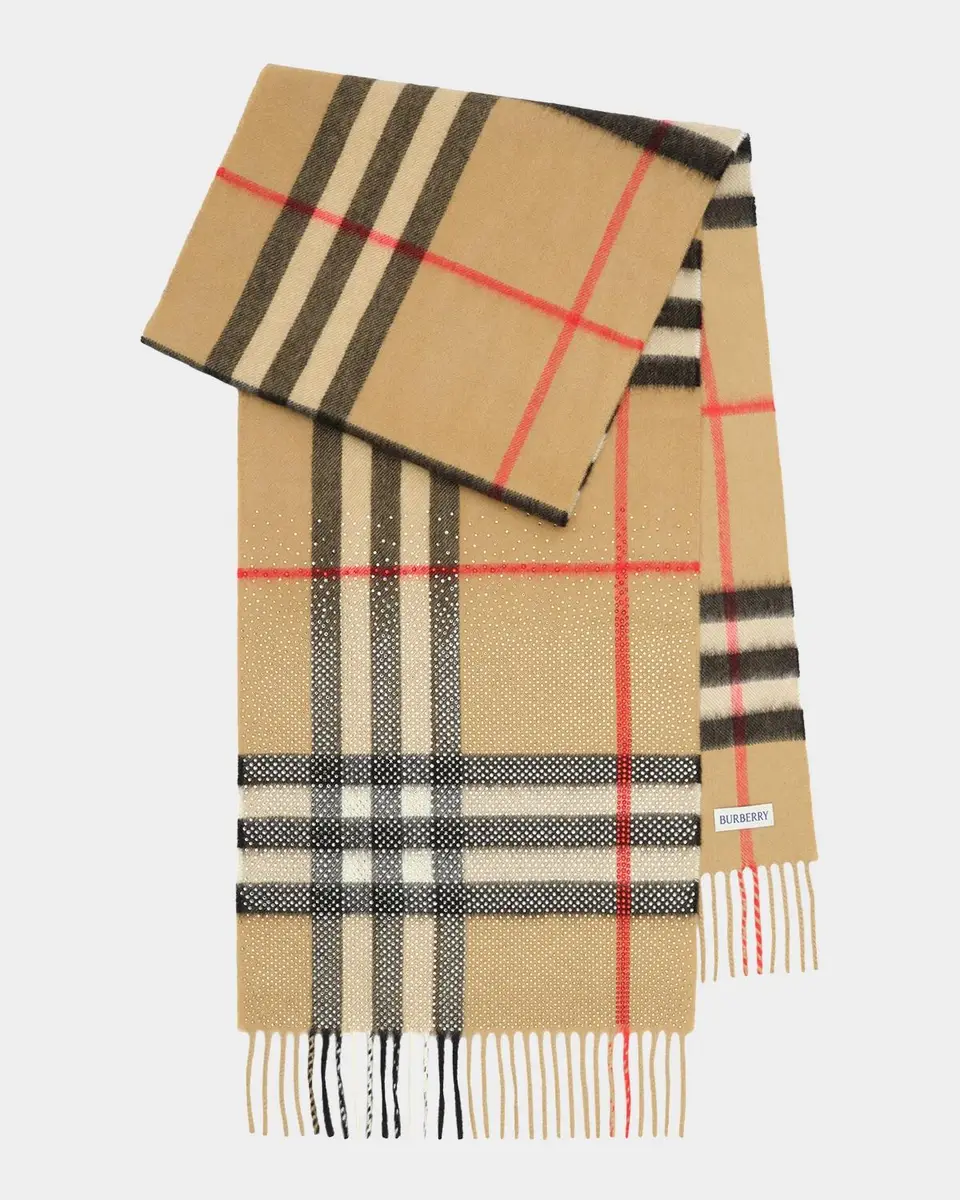 Burberry Crystal-Embellished Check Cashmere Scarf | Thumbnail 4 Burberry Crystal-Embellished Check Cashmere Scarf | Thumbnail 4