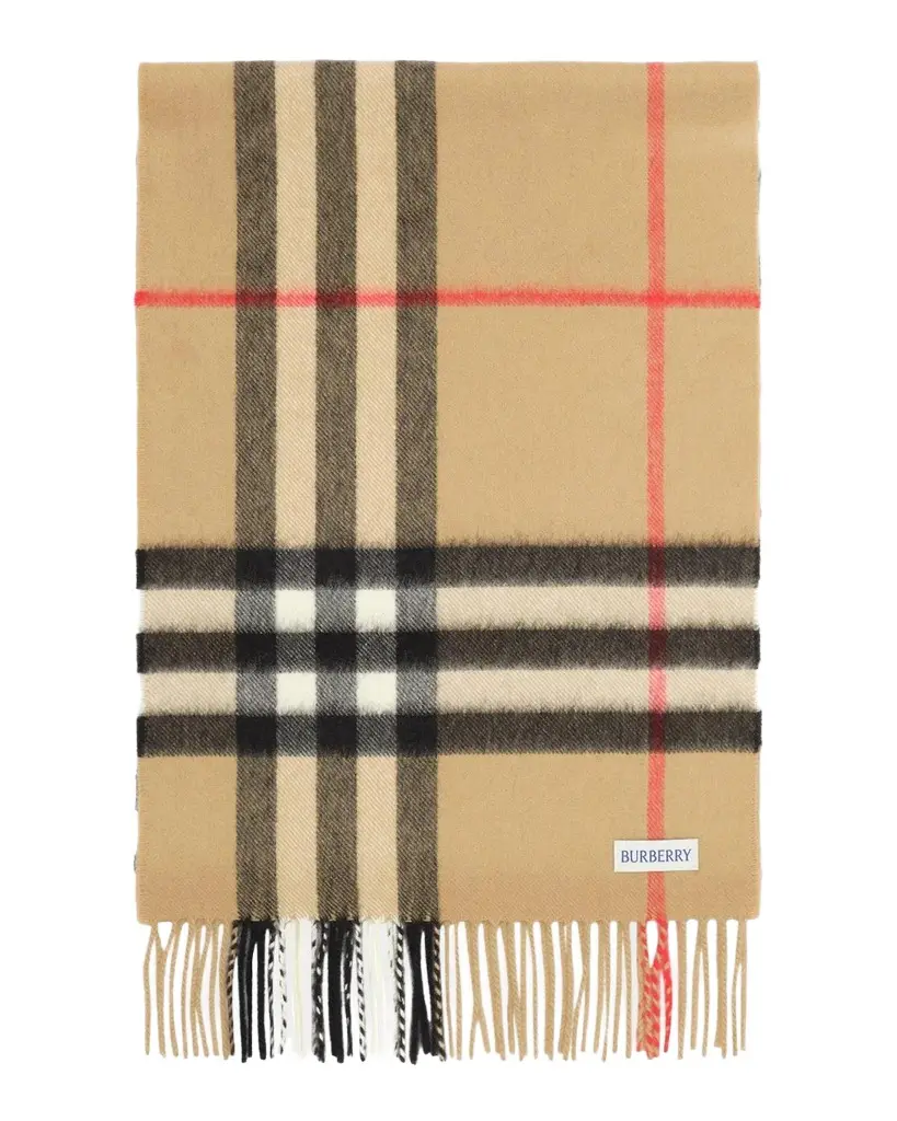 Burberry Crystal-Embellished Check Cashmere Scarf