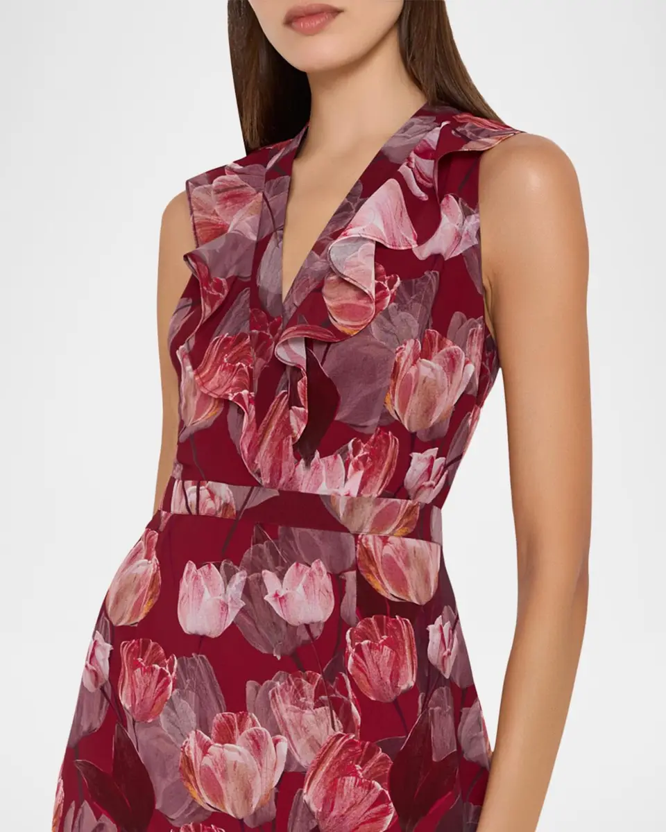 Milly Nanci Floral High-Low Ruffle Midi Dress | Thumbnail 3 Milly Nanci Floral High-Low Ruffle Midi Dress | Thumbnail 3