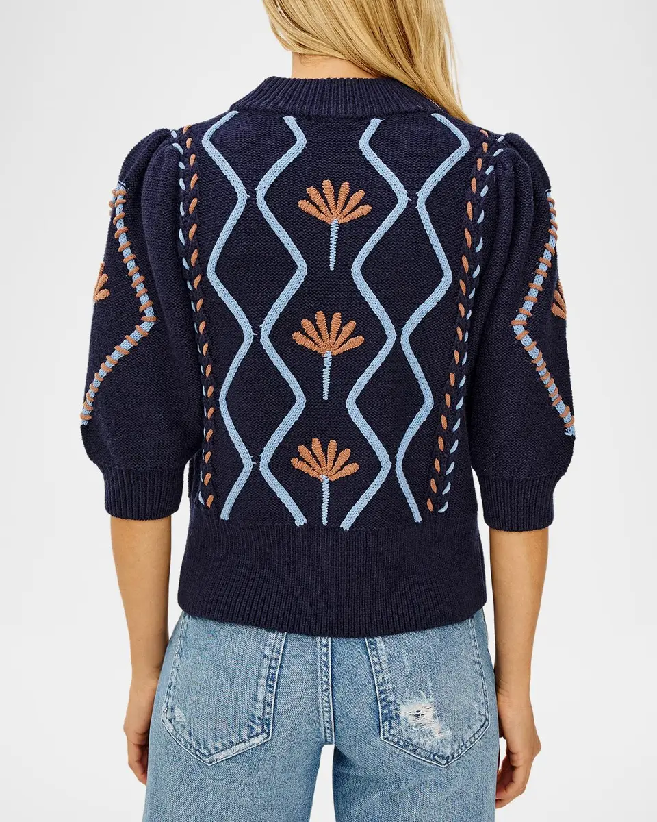 RAILS Addy Floral Cables Mock-Neck Sweater | Thumbnail 3 RAILS Addy Floral Cables Mock-Neck Sweater | Thumbnail 3