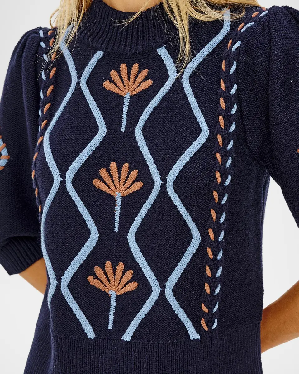 RAILS Addy Floral Cables Mock-Neck Sweater | Thumbnail 5 RAILS Addy Floral Cables Mock-Neck Sweater | Thumbnail 5