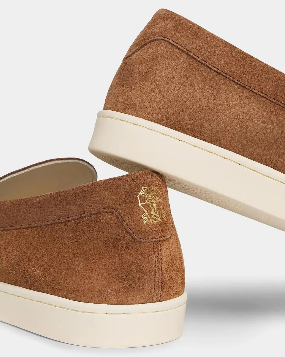 Brunello Cucinelli Men's Hybrid Venetian Suede Slip-Ons | Thumbnail 4 Brunello Cucinelli Men's Hybrid Venetian Suede Slip-Ons | Thumbnail 4